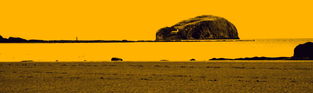 Bass Rock from coast, East Lothan